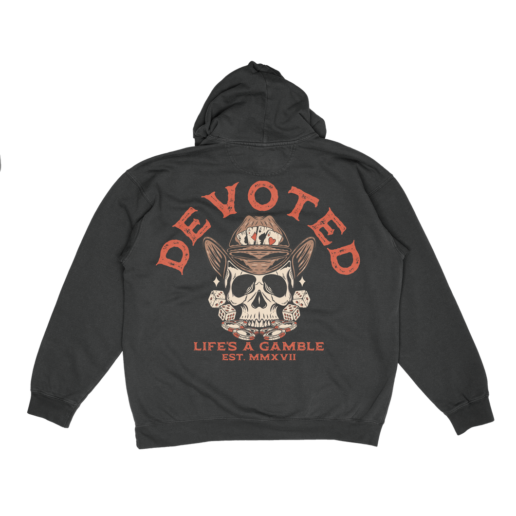 DEVOTED LIFE'S A GAMBLE HOODIE - BLACK